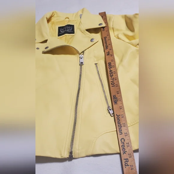 Levi's Women's Bright Yellow Moto Faux Leather Jacket. Sz XL - Picture 7 of 9